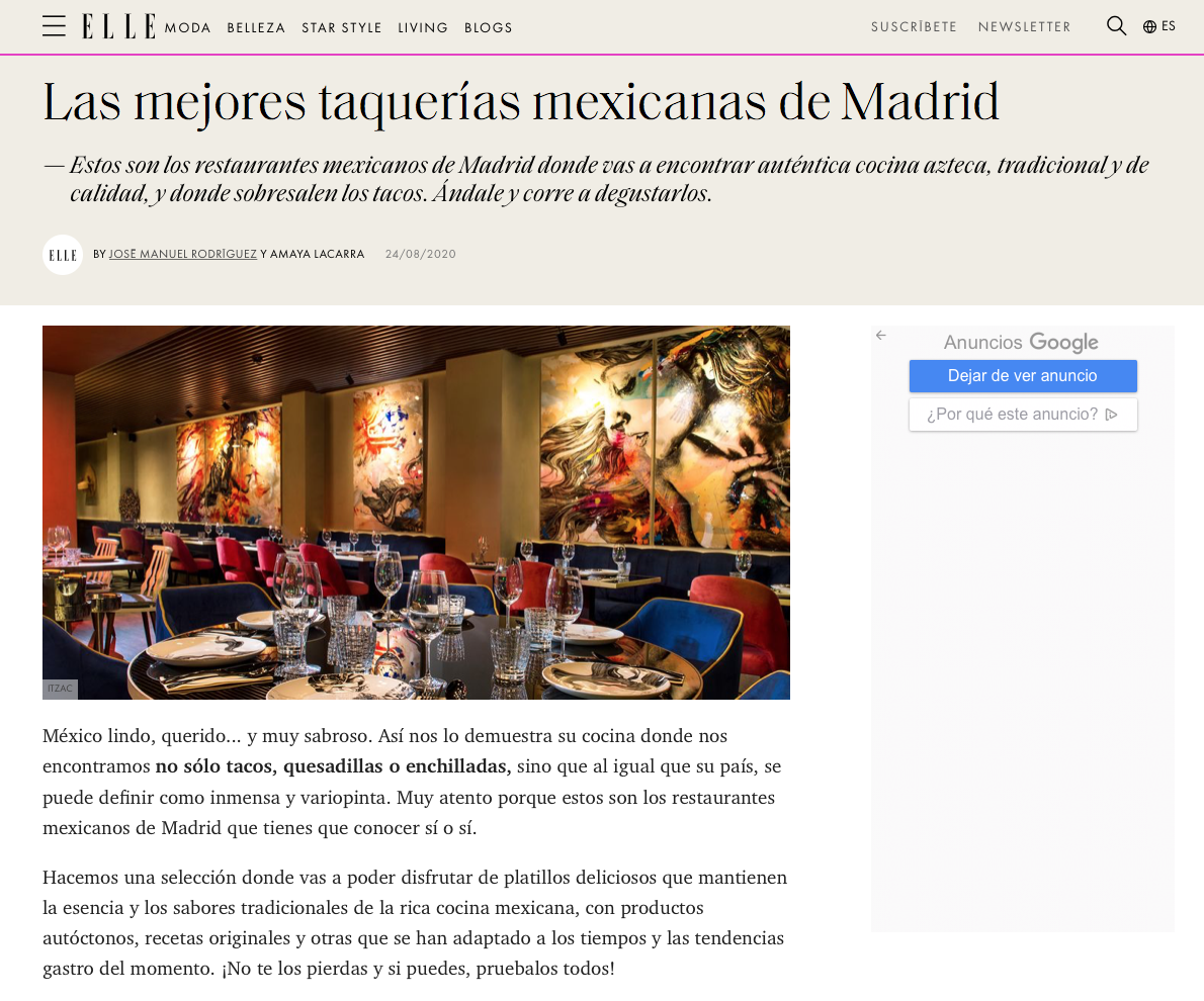 Elle restaurante mexicano Madrid Tacos Don Manolito