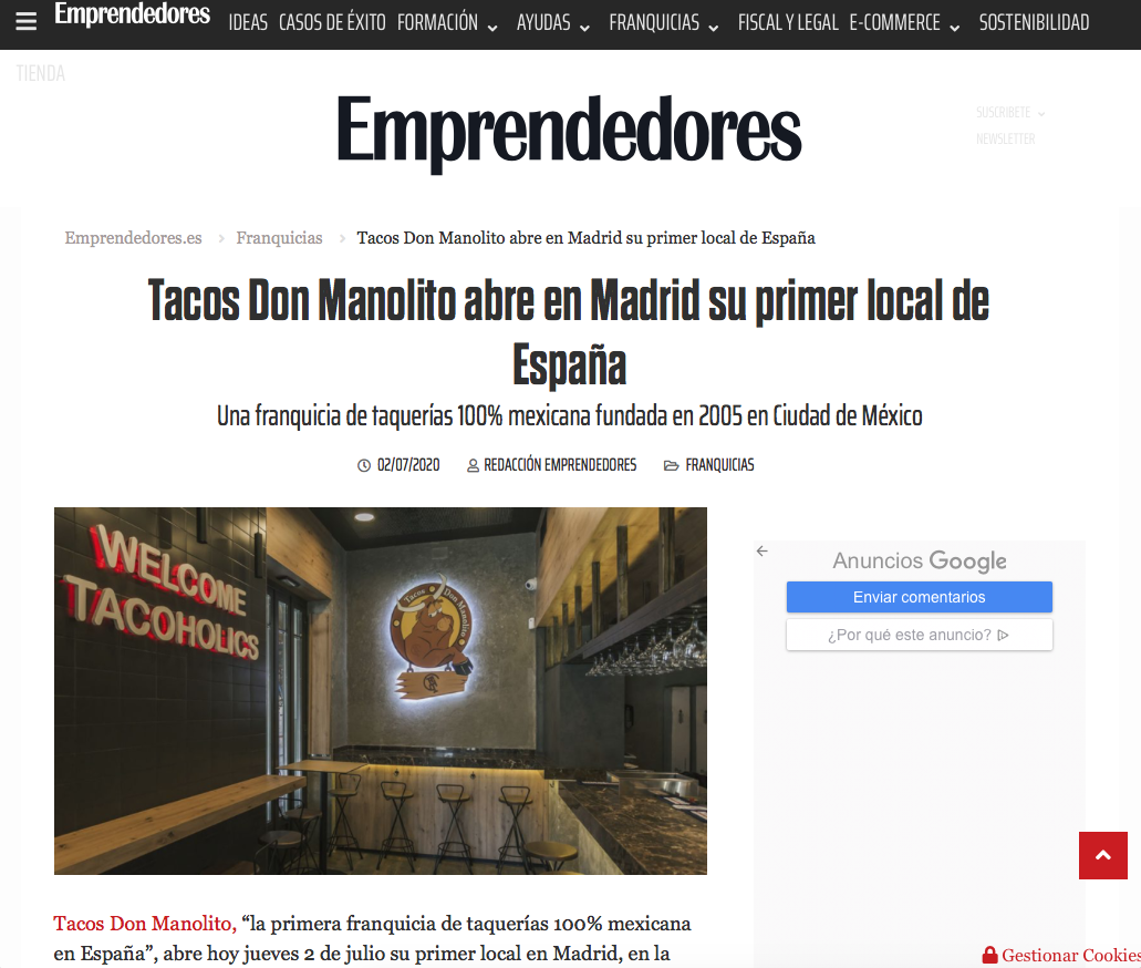 Emprendedores Tacos Don Manolito España