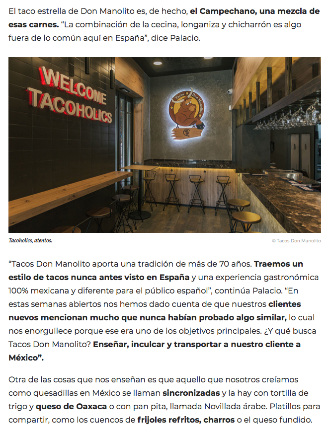 Revista Traveler articulo Tacos Don Manolito